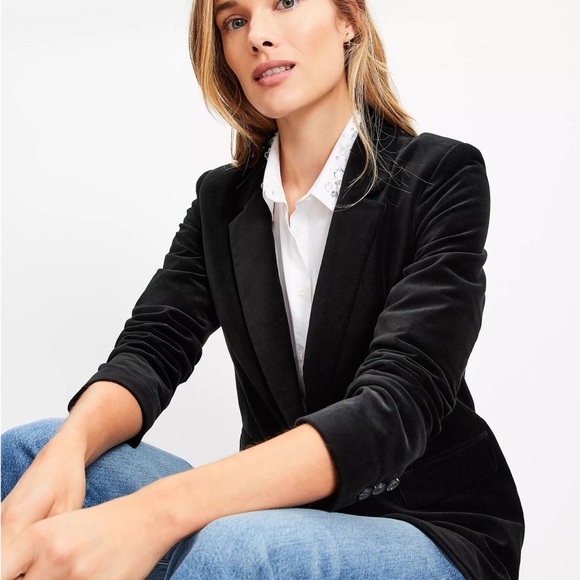 Talbots | Classic Black Cotton Velvet Blazer - Picture 1 of 6